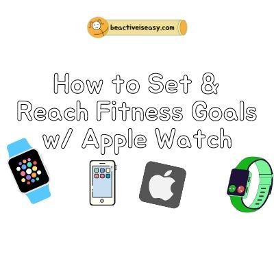 how to set and reach your fitness goals with apple watch featured image for the blog with graphics of apple watches and iphones