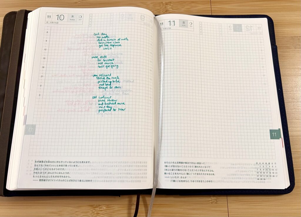 hobonichi cousin: daily page dedicated for journalling